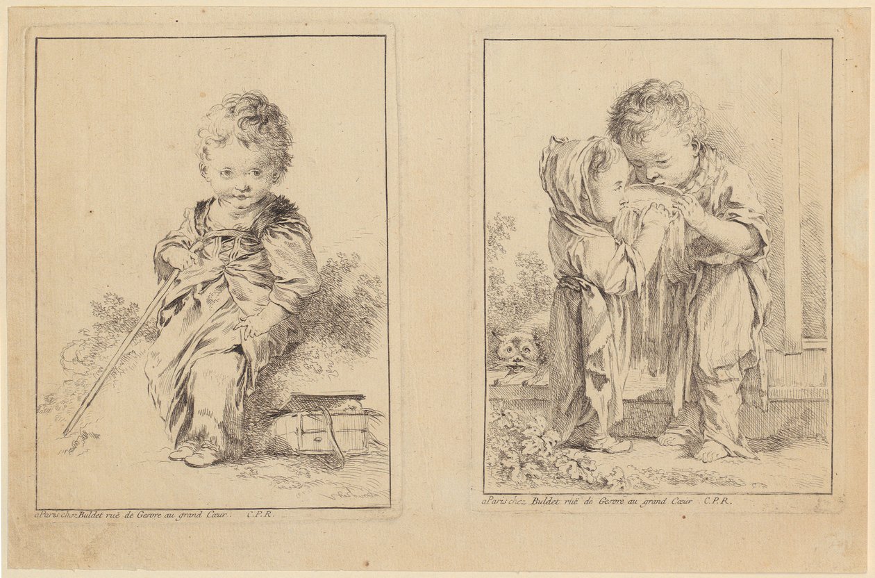 Den lille Savoyard og de små mælkedrikkere [to plader] af François Boucher