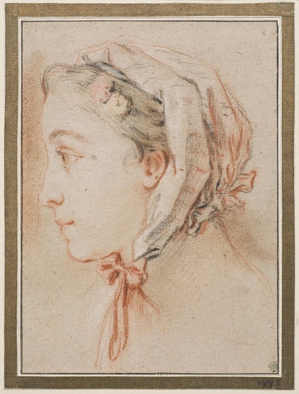 Kvindehoved, profil med hue af François Boucher