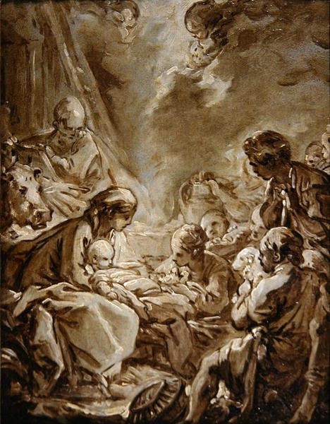 La Lumiere du Monde (olie på papir på panel) af François Boucher