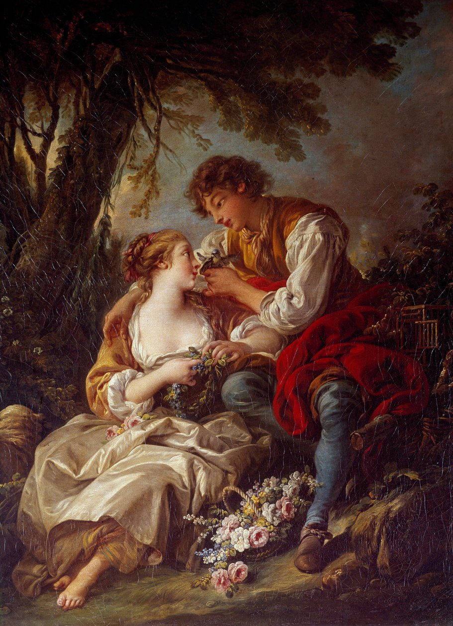 La cage Maleri af Francois Boucher (1703-1770) 1763 søn. 0,93x0,73 m af François Boucher
