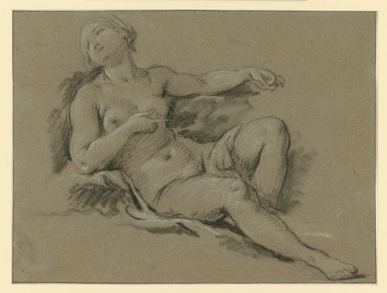 Liggende kvindelig nøgenfigur af François Boucher