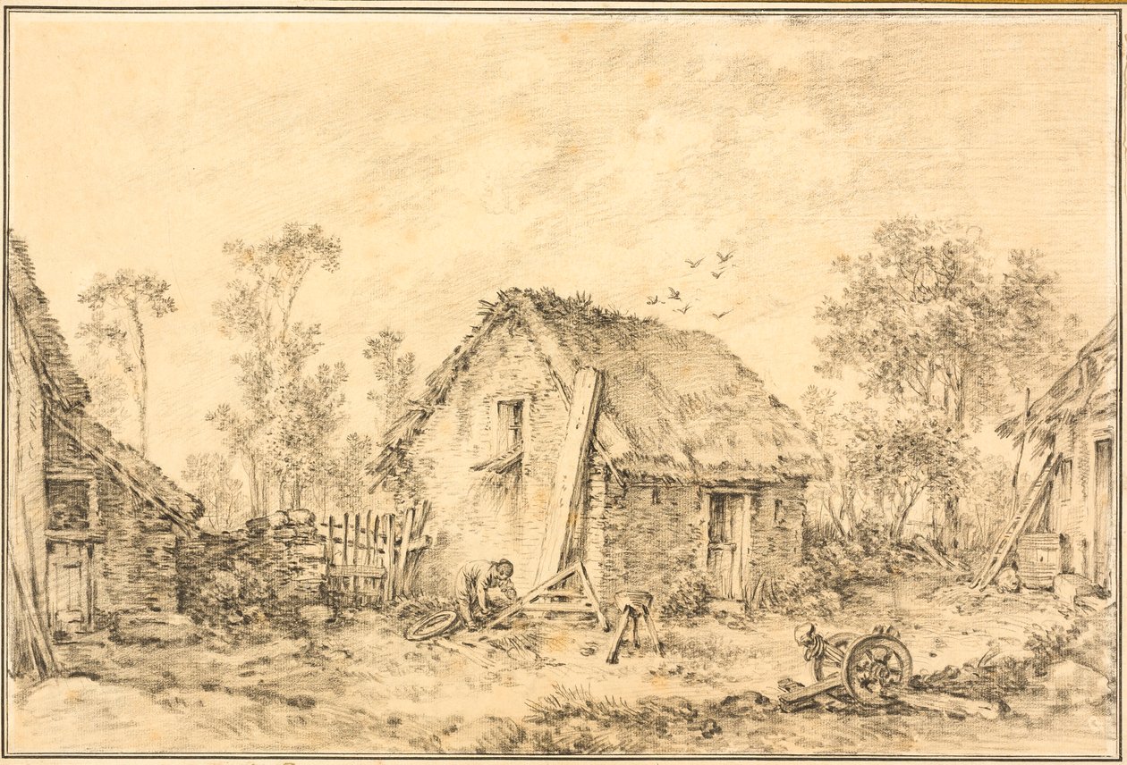 Landskab med rustikt sommerhus af François Boucher