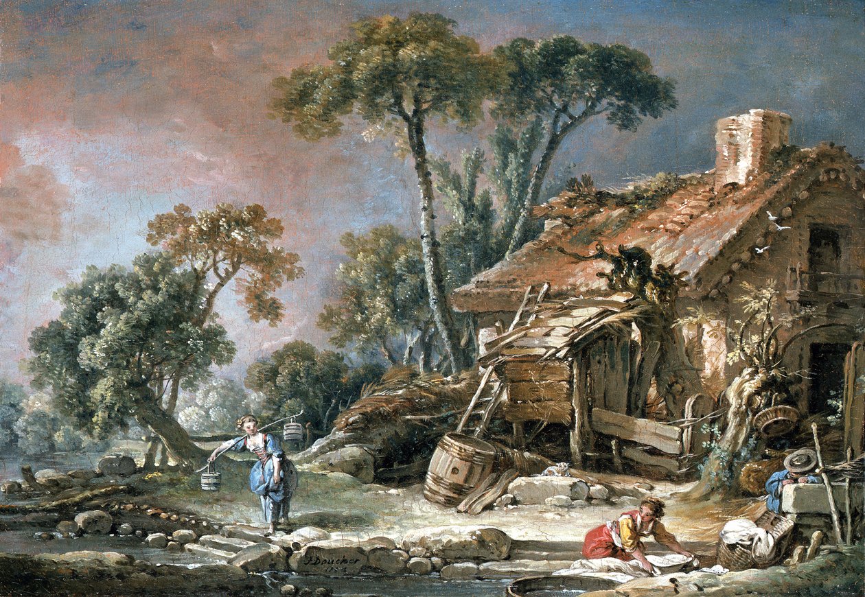 Landskab med bondegård af François Boucher