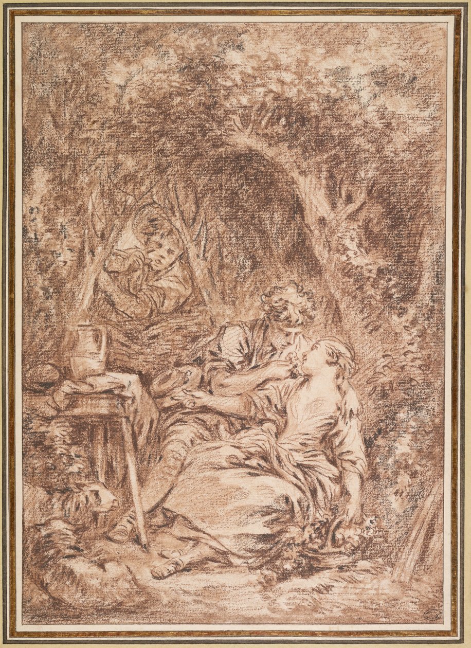 Overraskede elskende (Annette og Lubin) af François Boucher