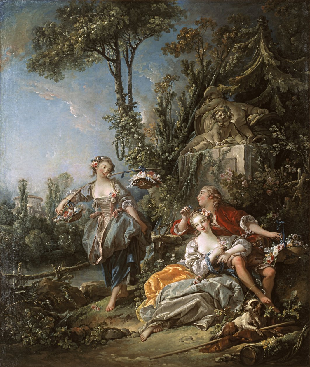 Elskere i en park af François Boucher