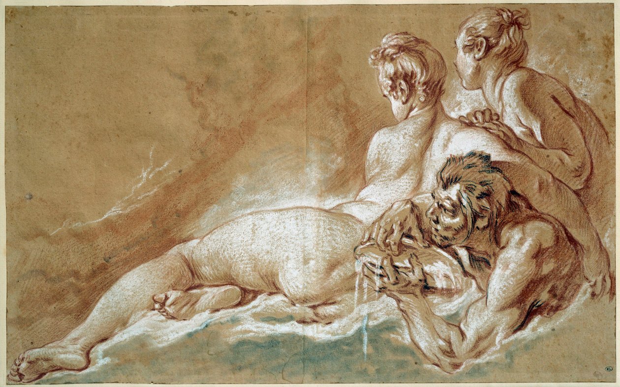 Naiades et triton Tegning med rødt kridt og blyant af Francois Boucher (1703-1770) 1753 Søn. 0,29x0,46 m Paris, Louvre-museet af François Boucher
