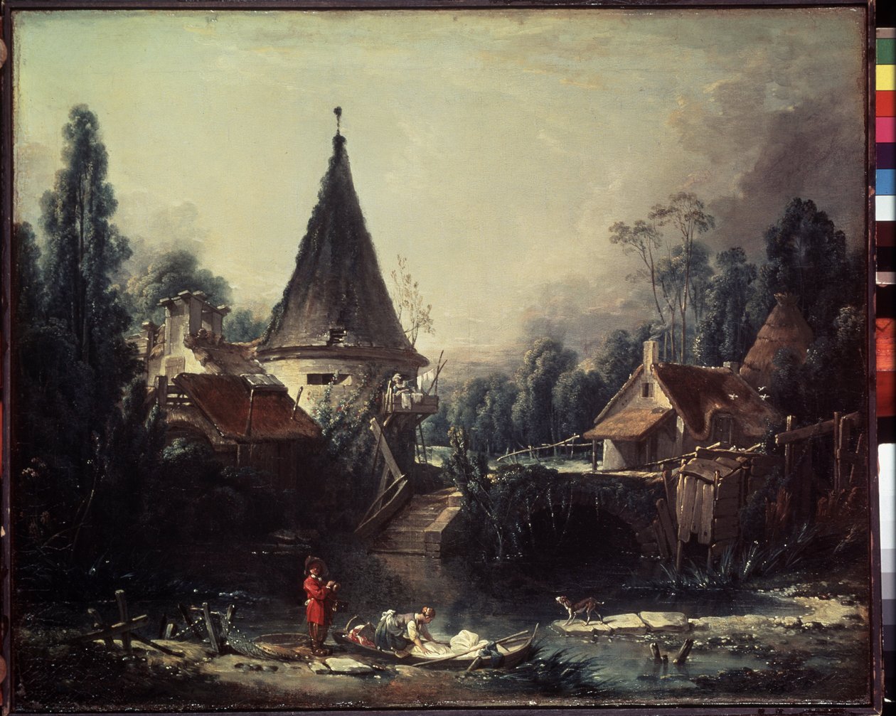 ""Landskab nær Beauvais"" (Landskab nær Beauvais) Maleri af Francois Boucher (1703-1770) Omkring 1740 Dim. 49x58 cm Eremitagemuseet, Sankt Petersborg (Saint-Petersburg) af François Boucher