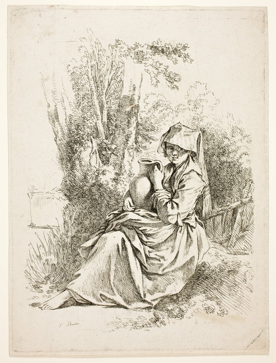 Bondekvinde med en kande af François Boucher