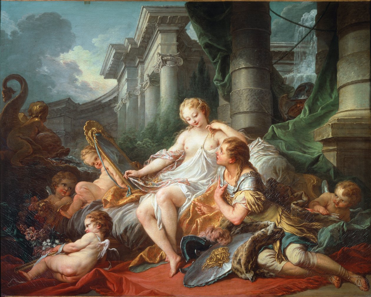 Rinaldo og Armida - olie på lærred af François Boucher