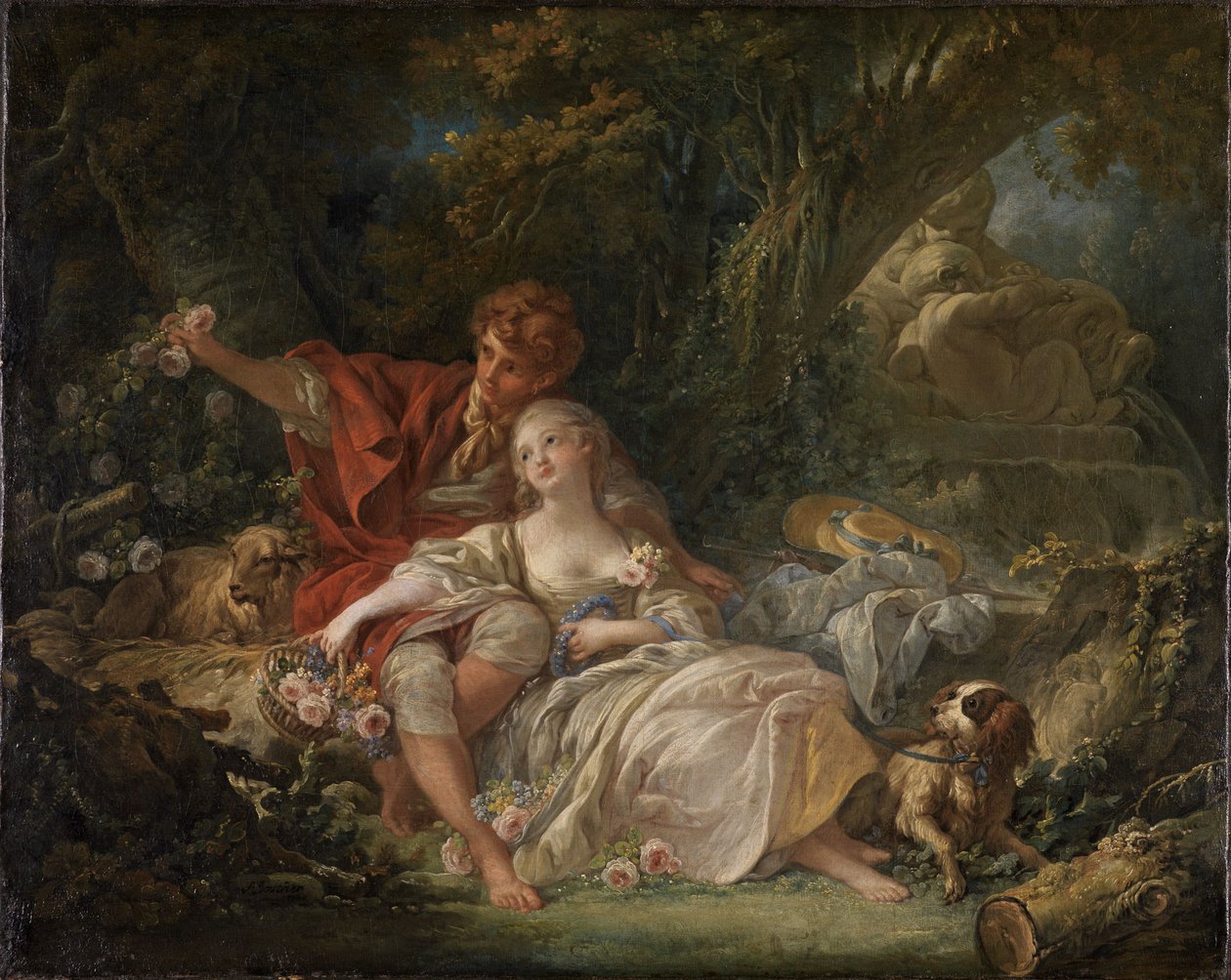 Hyrde og hyrdinde af François Boucher