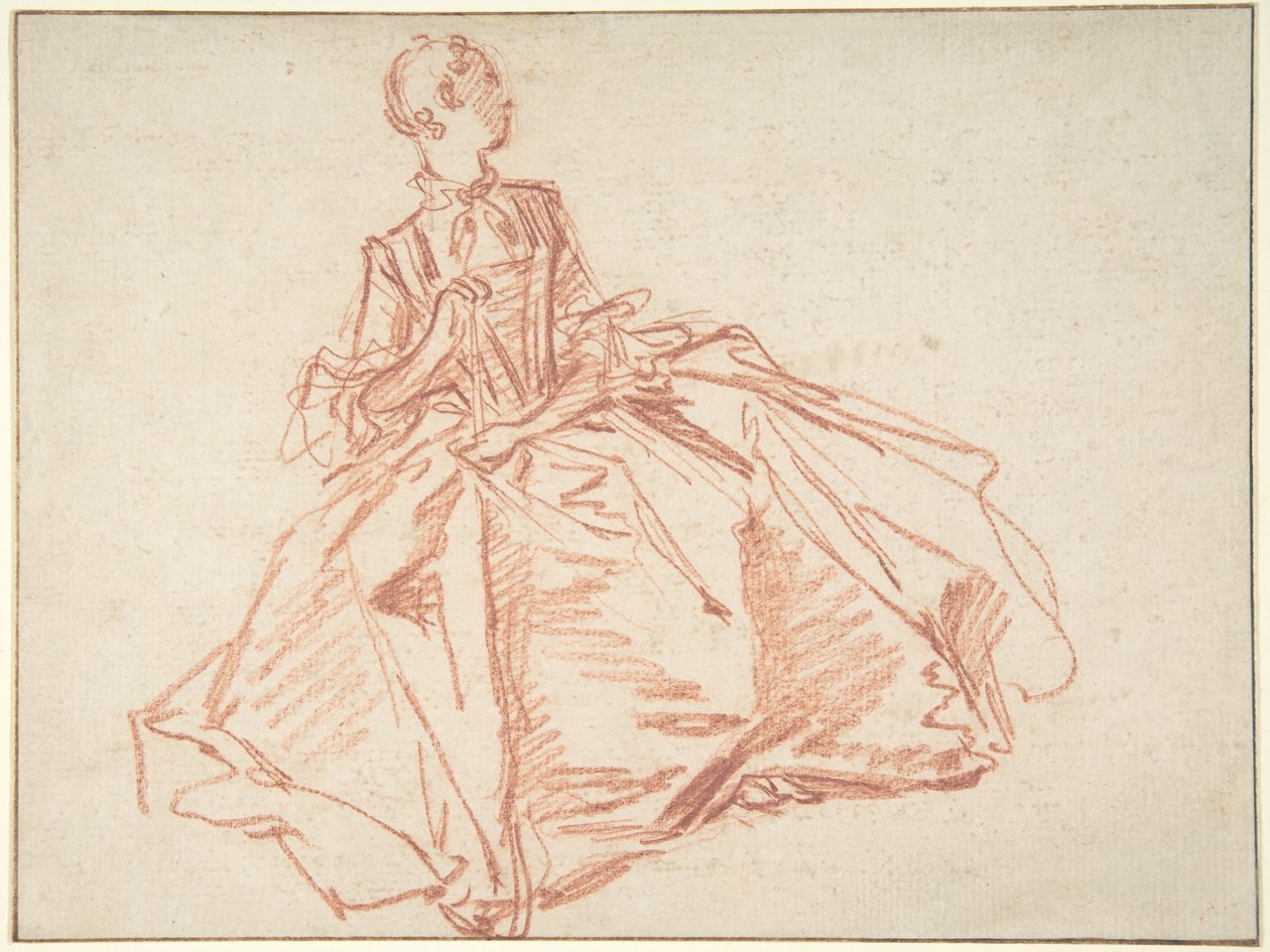 Siddende kvinde med en vifte i hånden af François Boucher
