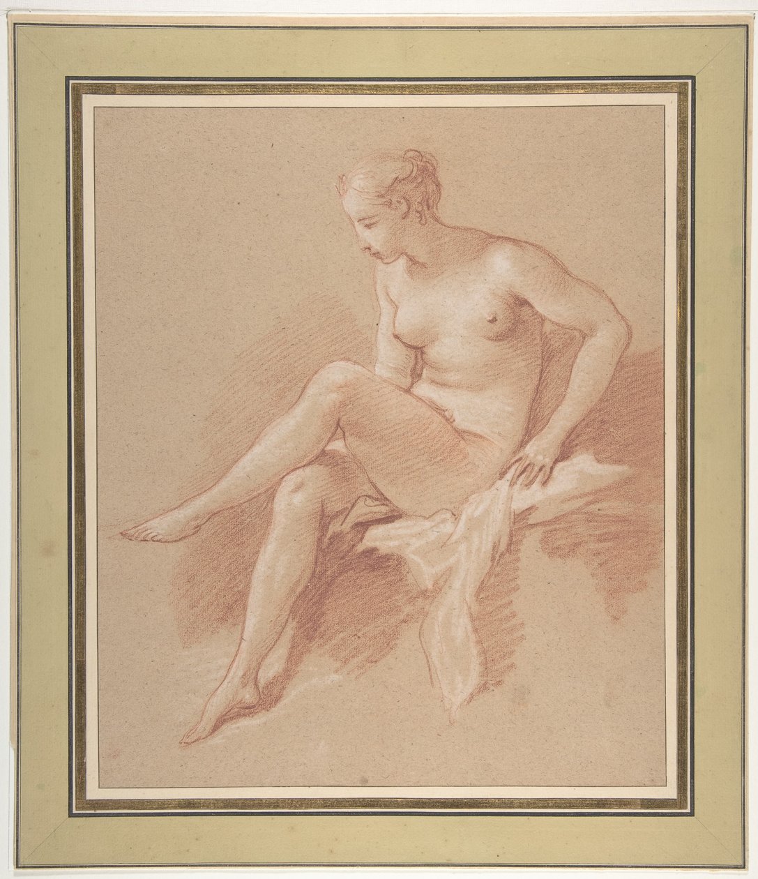 Siddende kvindelig nøgenfigur af François Boucher