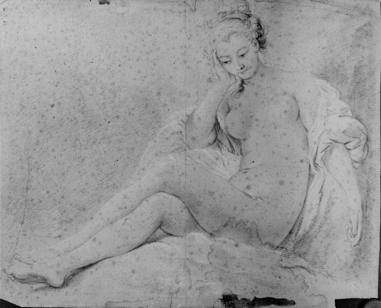 Siddende nøgen kvinde af François Boucher