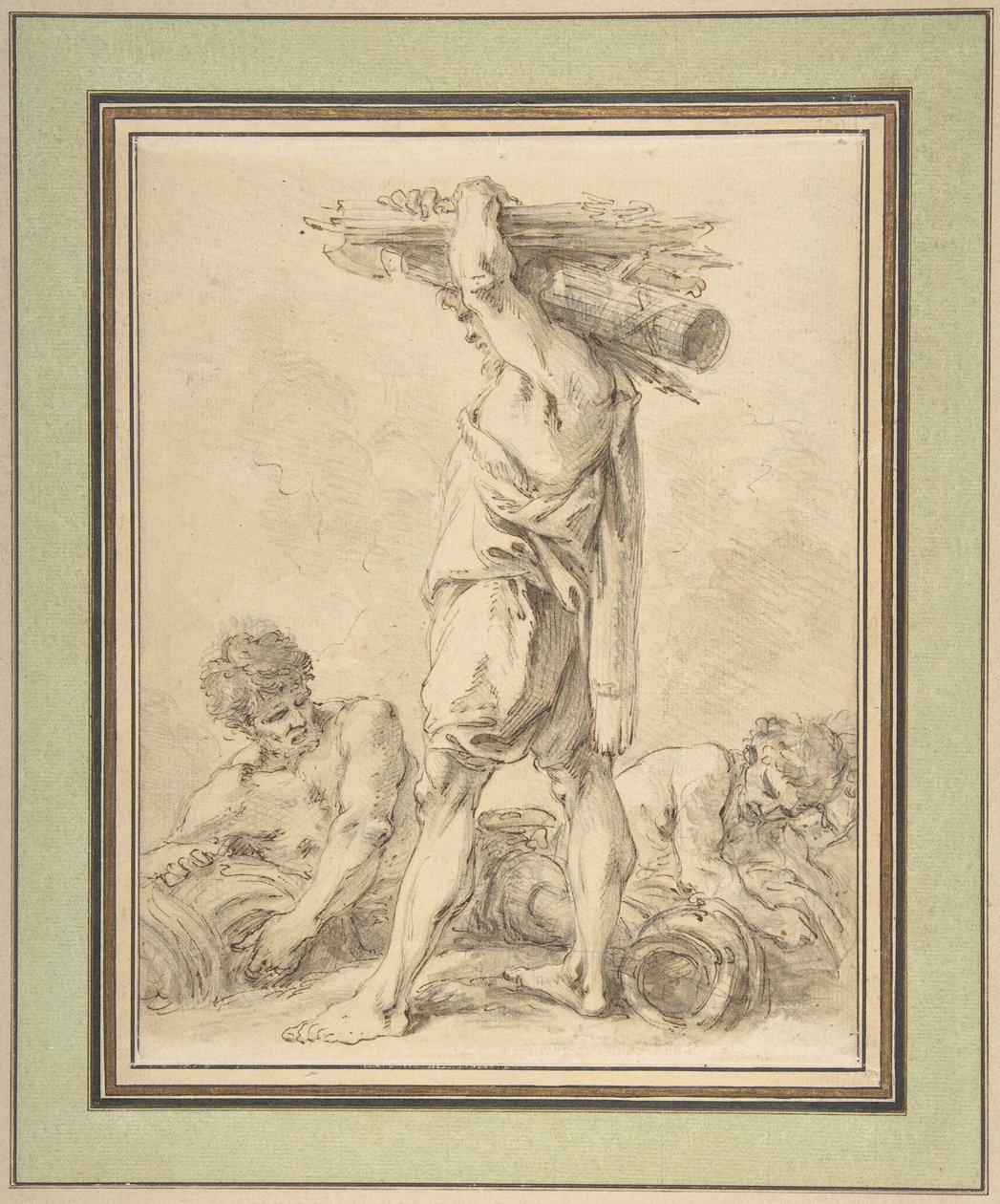 Stående mand med fasces og våben af François Boucher