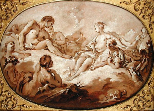 The Apotheosis of Aeneas, eller Aeneas præsenteret for guderne af Venus, ca. 1746 (grisaille) af François Boucher