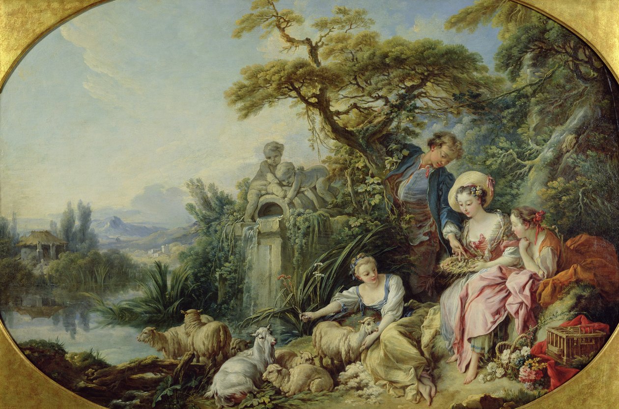 Hyrdens gave eller reden (olie på lærred) af François Boucher