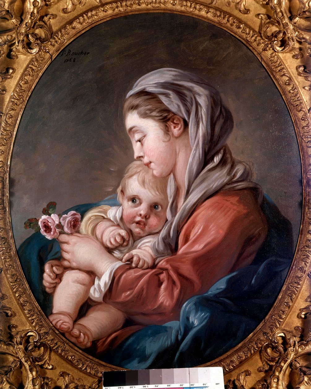 Jomfruen og Jesusbarnet Maleri af Francois Boucher (1703-1770) Privatsamling fra det 18. århundrede. af François Boucher