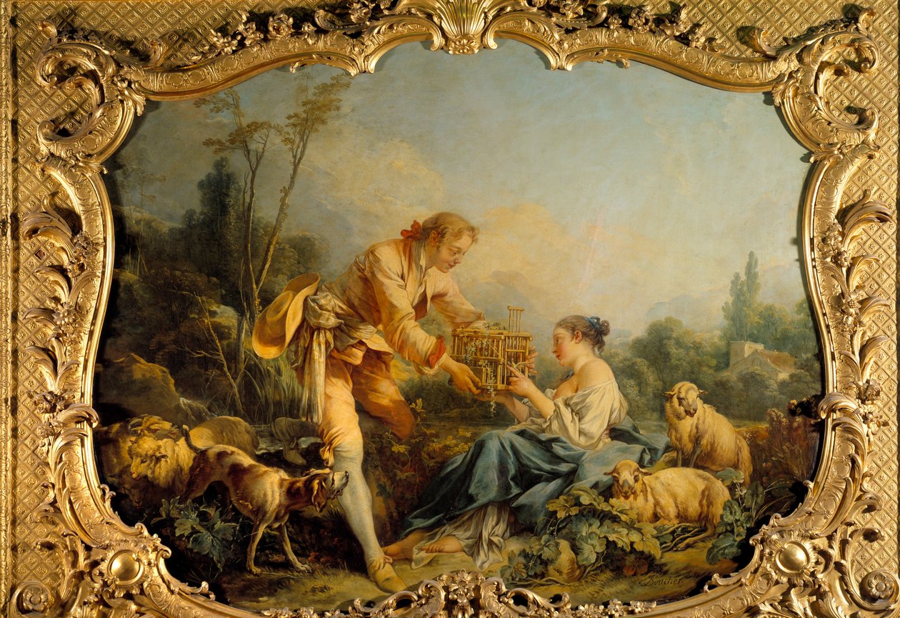 Den selvtilfredse pastorale pastorale scene. Maleri af Francois Boucher (1703-1770) 1737 Paris, archives nationales af François Boucher
