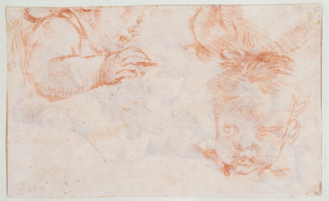 Tre drengehoveder. Studier til dørstykke på Amalienborg af François Boucher