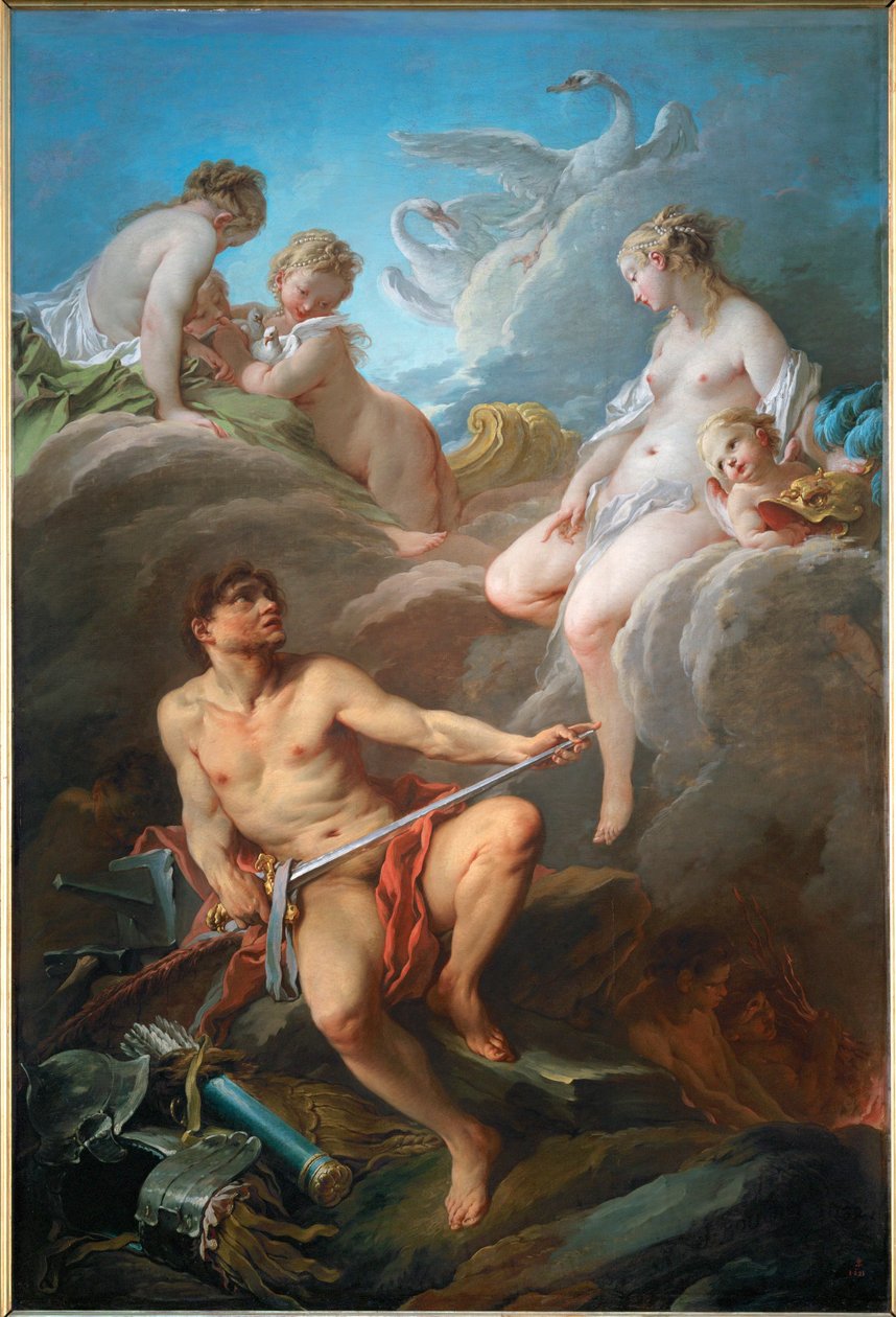 Venus demande a Vulcain des armes pour Enee - Venus beder Vulcan, den mand hun forlod, om at smede våben til Aeneas, hendes uægte søn ... af François Boucher