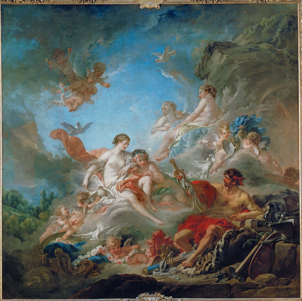 Vulcan præsenterer Venus for våben til Enea ... af François Boucher