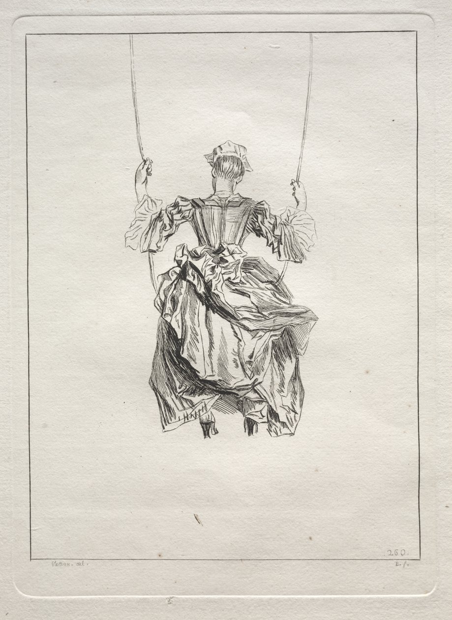 Kvinde på en gynge, set bagfra af François Boucher