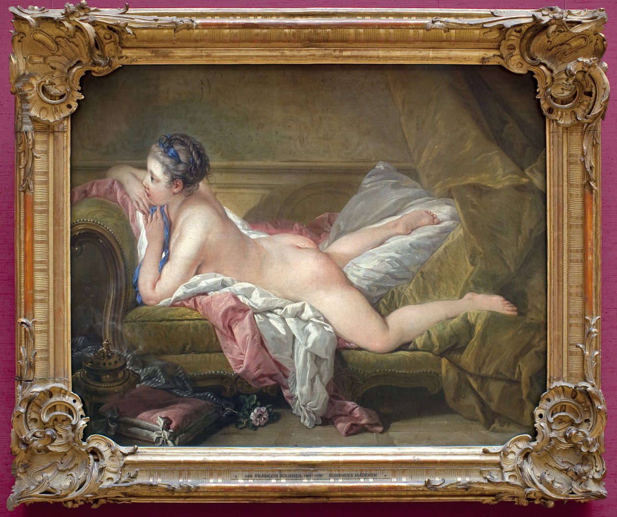 Ung pige liggende (portræt af Marie Louise O Murphy). Nøgen på en sofa eller den blonde odalisque. (Marie-Louise O