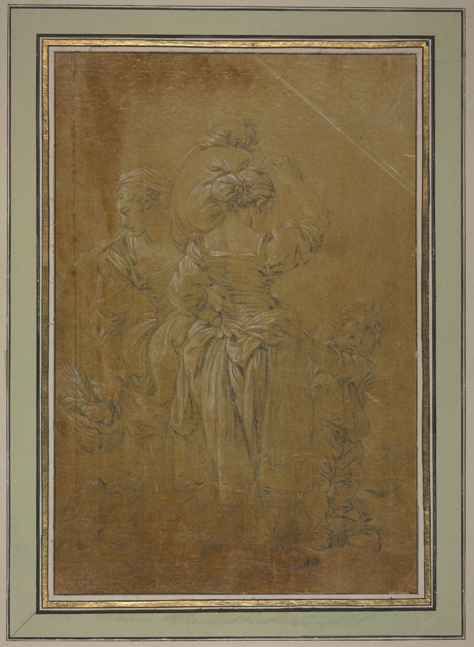 To bondekvinder med to drenge af François Boucher