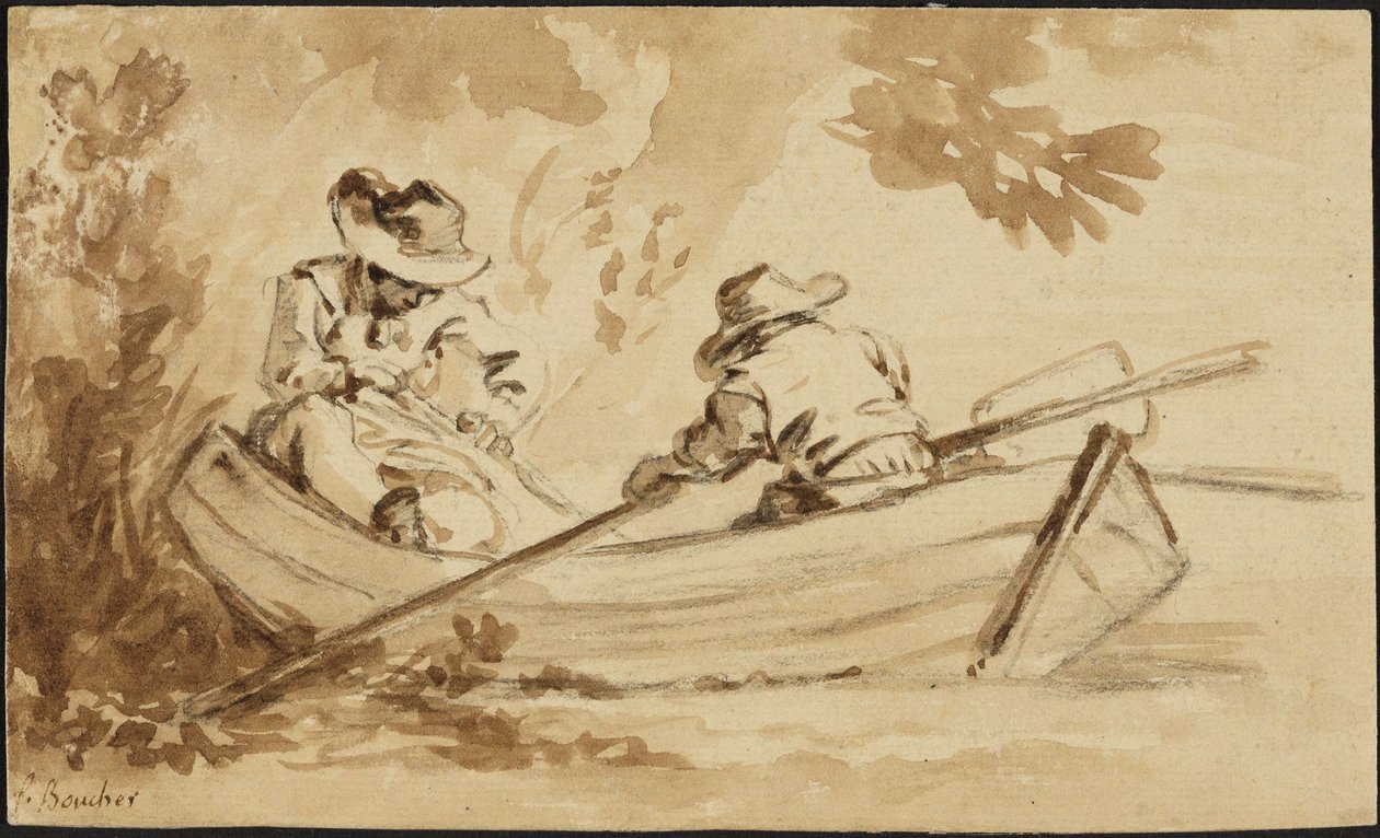 To mænd i en robåd af François Boucher