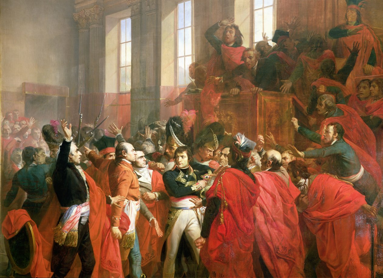 Bonaparte og de fem hundrede råd i St. Cloud, 10. november 1799, 1840 (detaljer fra 50509) af Francois Bouchot