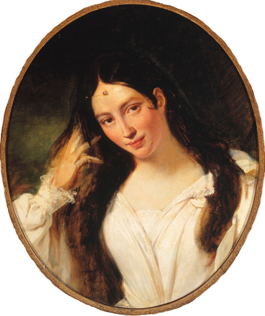 Portræt af operasangerinden Maria Malibran-Garcia 1808-1836, som Desdemona, af Francois Bouchot