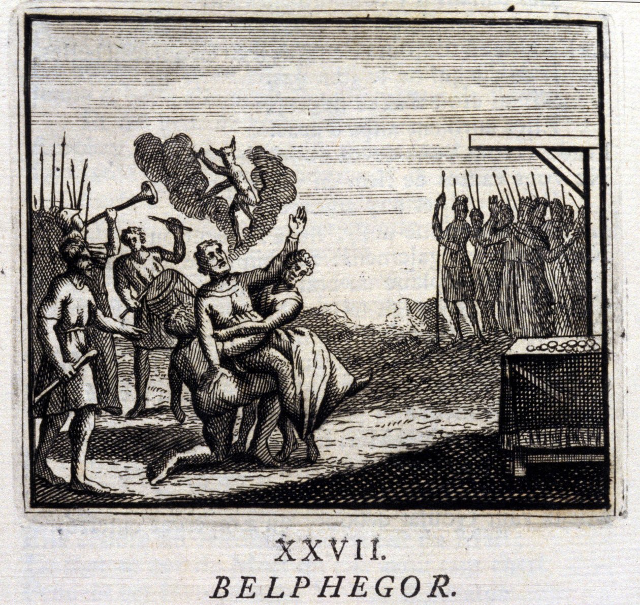 Belphegor. Fabler af Jean de La Fontaine (1621-95). Illustration af Francois Chauveau (1613-1676). Udgave af 1728. af Francois Chauveau