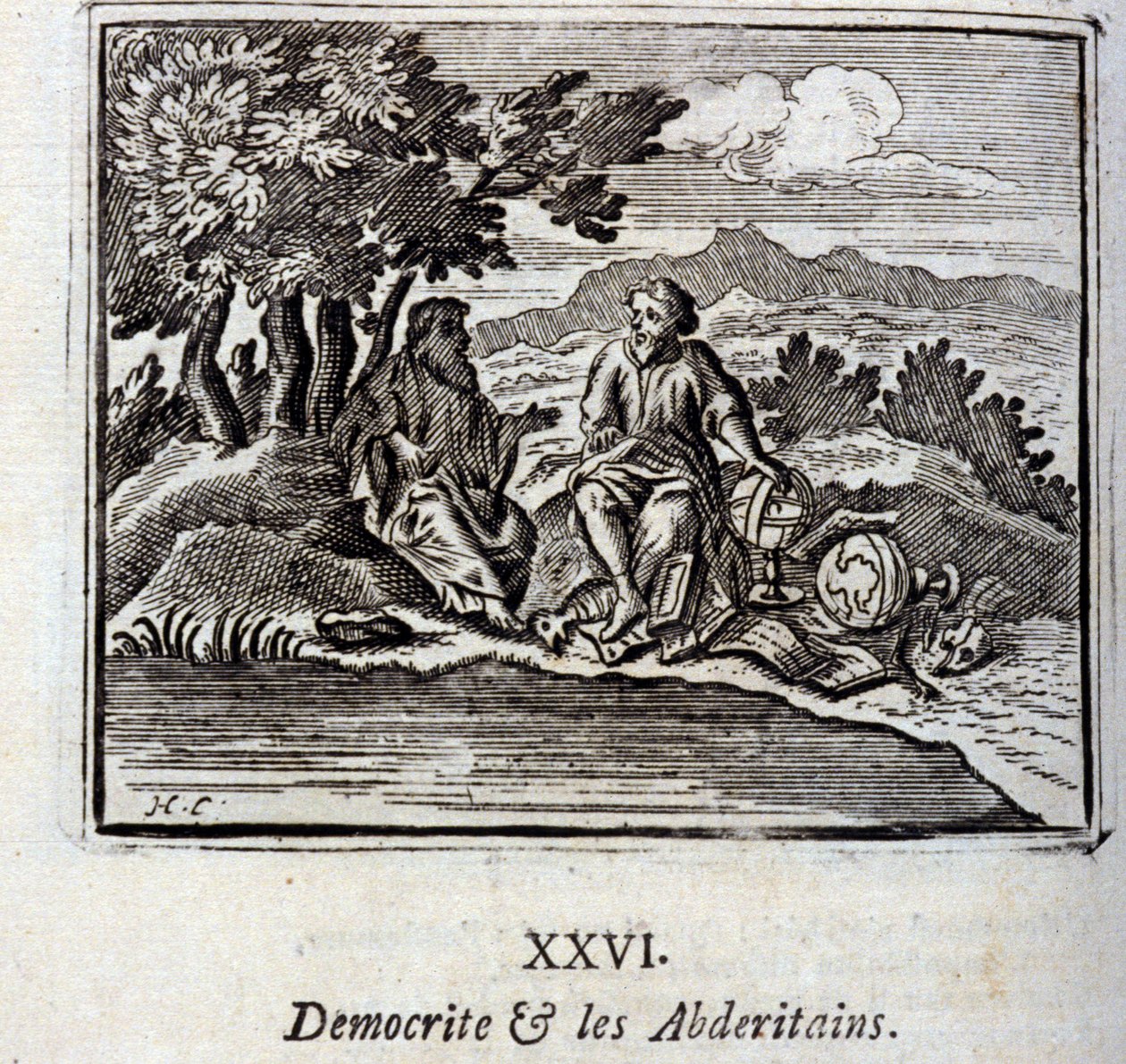 Demokrit og Abderitanerne. Fabler af Jean de La Fontaine (1621-95). Illustration af François Chauveau (1613-1676). Udgave af 1728. af Francois Chauveau