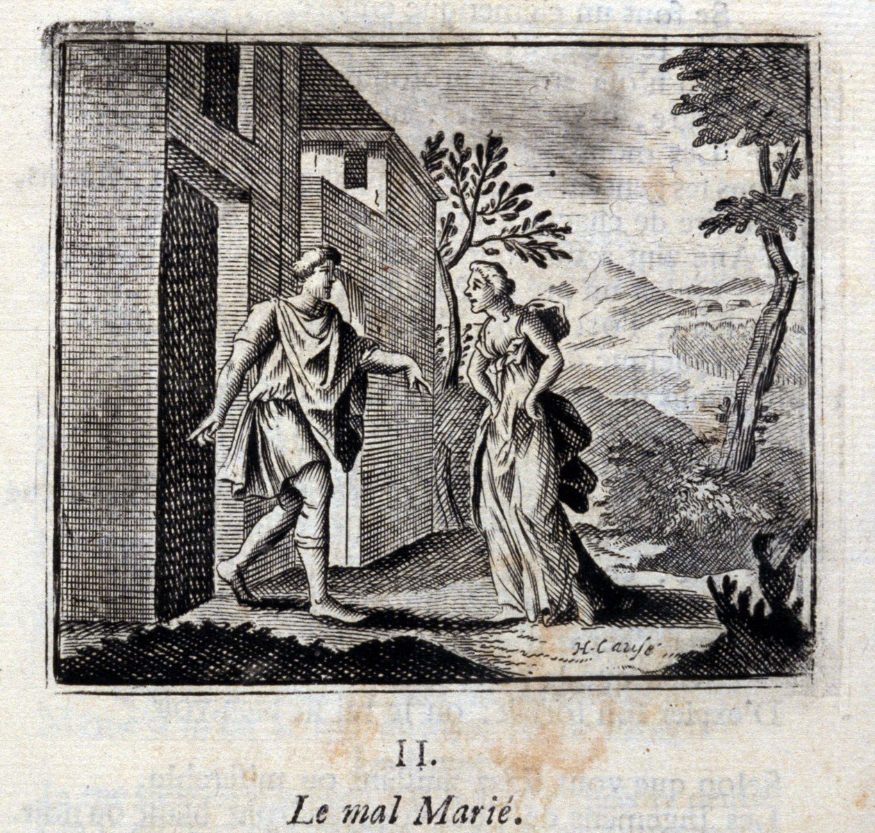 Ondskab gifter sig. Fabler af Jean de La Fontaine (1621-95). Illustrationer af François Chauveau (1613-1676). Udgave fra 1728. af Francois Chauveau