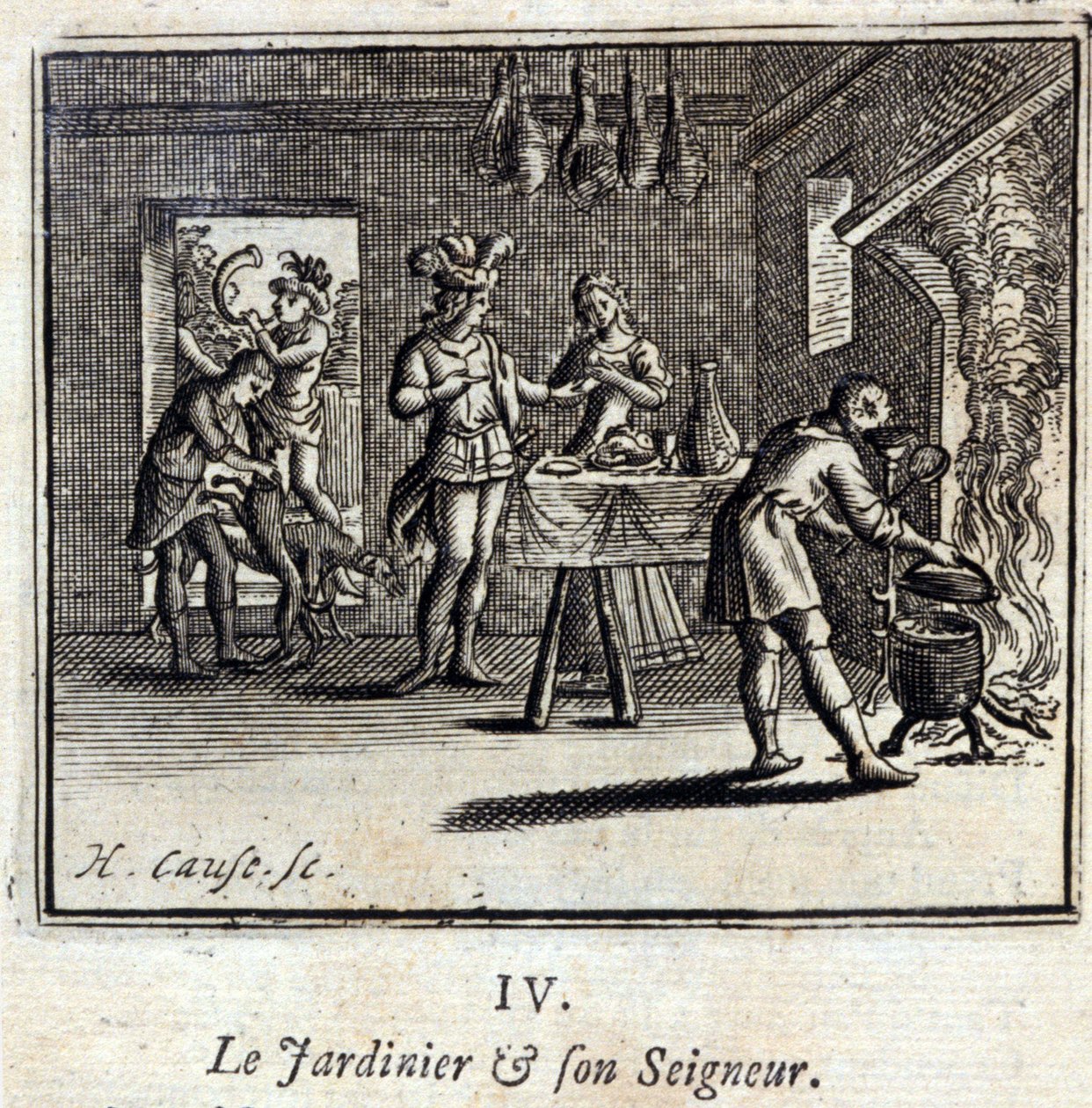 Gartneren og hans herre Fabler af Jean de La Fontaine (1621-95). Illustration af François Chauveau (1613-1676). Udgave af 1728. af Francois Chauveau