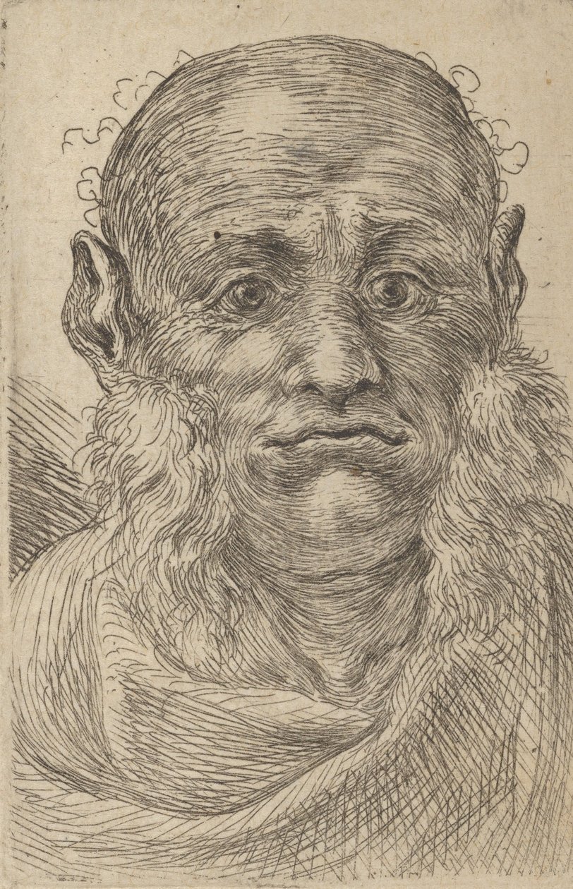 Mask of a Bald Man with Tufty Sideburns, fra Divers Masques, ca. 1635-45. af Francois Chauveau