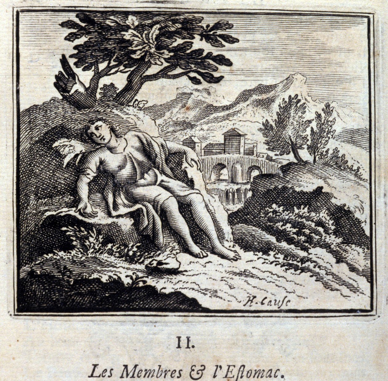 Medlemmer og Mave. Fabler af Jean de La Fontaine (1621-95). Illustration af François Chauveau (1613-1676). Udgave af 1728. af Francois Chauveau
