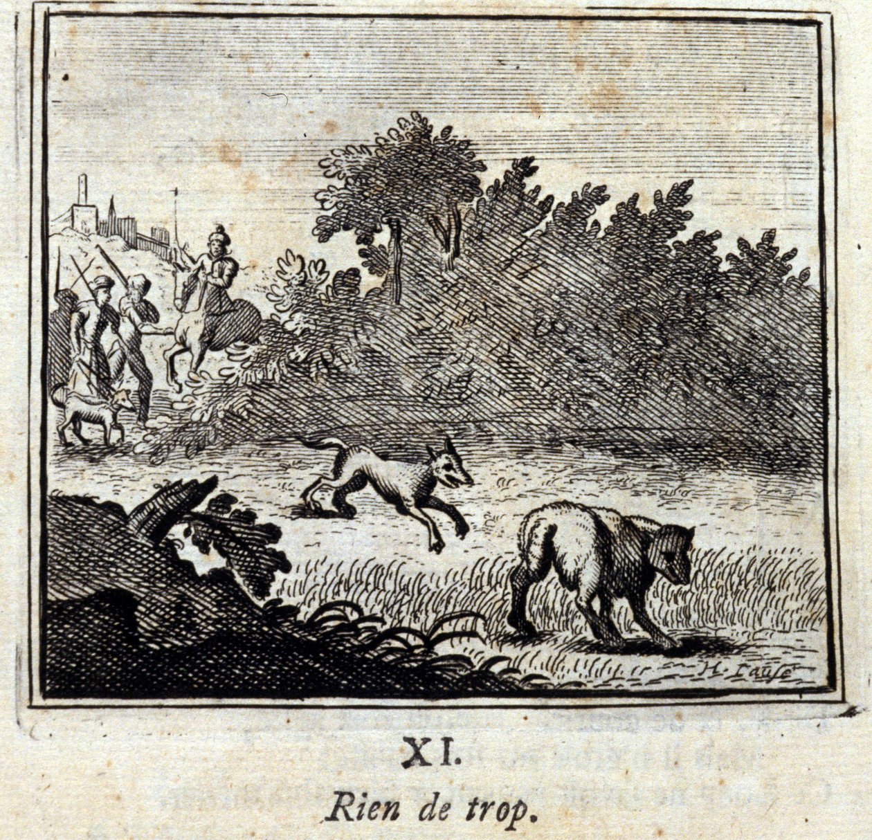 Intet for meget. Fabler af Jean de La Fontaine (1621-95). Illustration af Francois Chauveau (1613-1676). Udgave af 1728. af Francois Chauveau