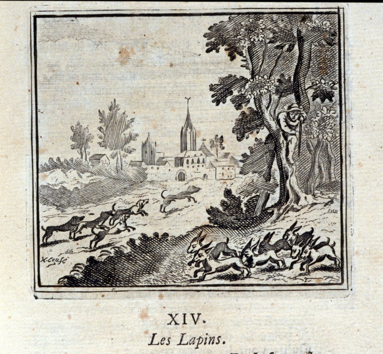 Kaniner. Fabler af Jean de La Fontaine (1621-95). Illustration af François Chauveau (1613-1676). Udgave af 1728. af Francois Chauveau