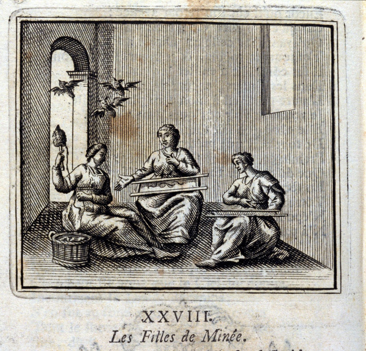 Minee-døtrene. Fabler af Jean de La Fontaine (1621-95). Illustrationer af François Chauveau (1613-1676). Udgave fra 1728. af Francois Chauveau