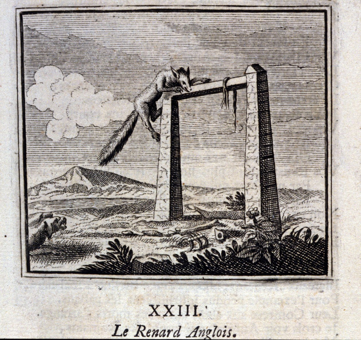 Den engelske ræv. Fabler af Jean de La Fontaine (1621-95). Illustration af François Chauveau (1613-1676). Udgave af 1728. af Francois Chauveau