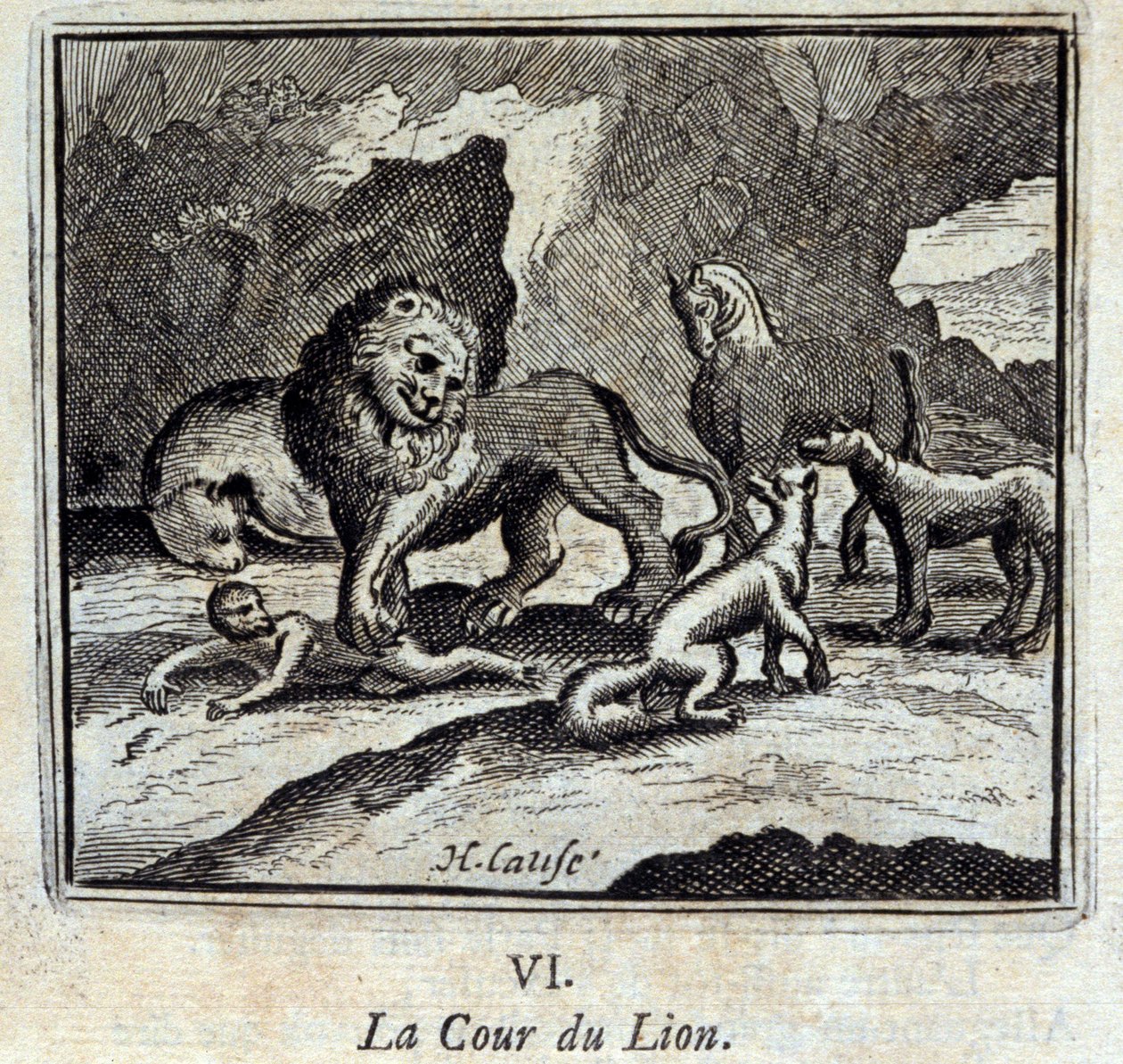 Løveretten. Fabler af Jean de La Fontaine (1621-95). Illustration af François Chauveau (1613-1676). Udgave af 1728. af Francois Chauveau