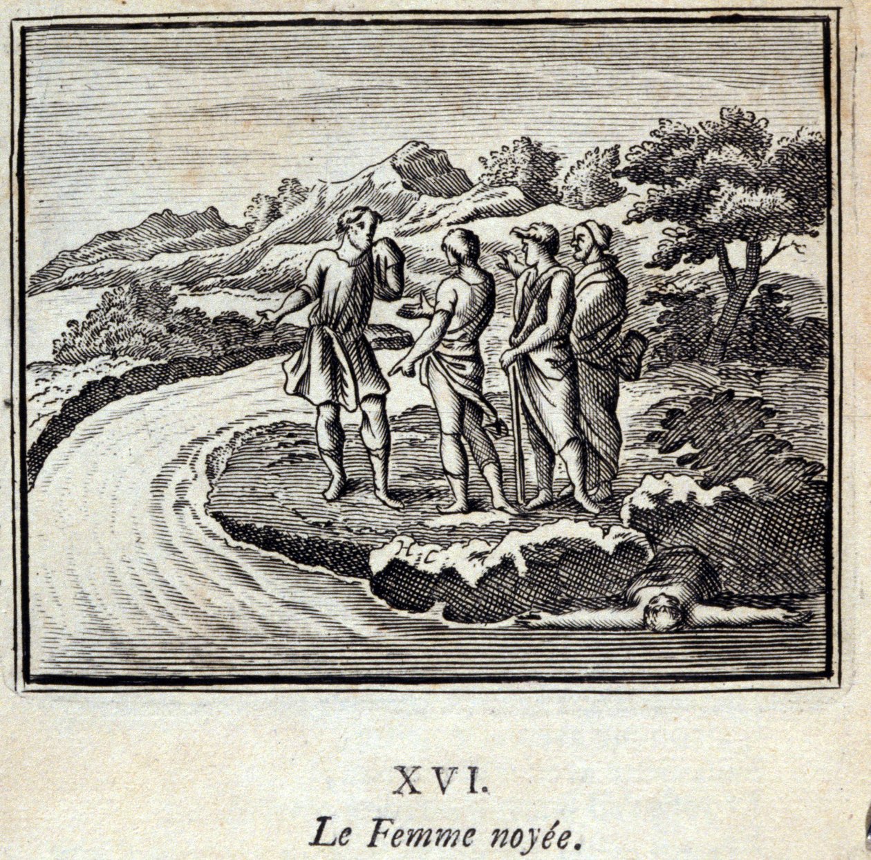 Noyee-kvinden. Fabler af Jean de La Fontaine (1621-95). Illustration af François Chauveau (1613-1676). Udgave af 1728. af Francois Chauveau