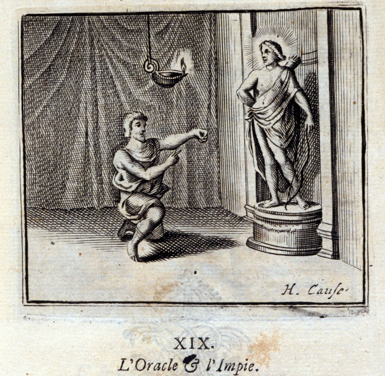 Oraklet og de ugudelige. Fabler af Jean de La Fontaine (1621-95). Illustration af Francois Chauveau (1613-1676). Udgave af 1728. af Francois Chauveau