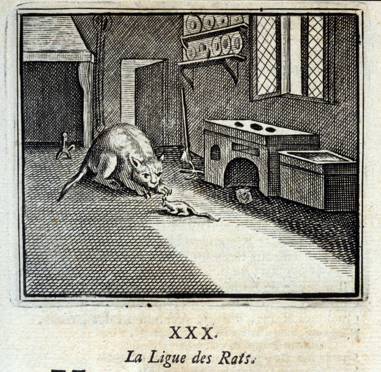 Rotteligaen. Fabler af Jean de La Fontaine (1621-95). Illustration af François Chauveau (1613-1676). Udgave af 1728. af Francois Chauveau