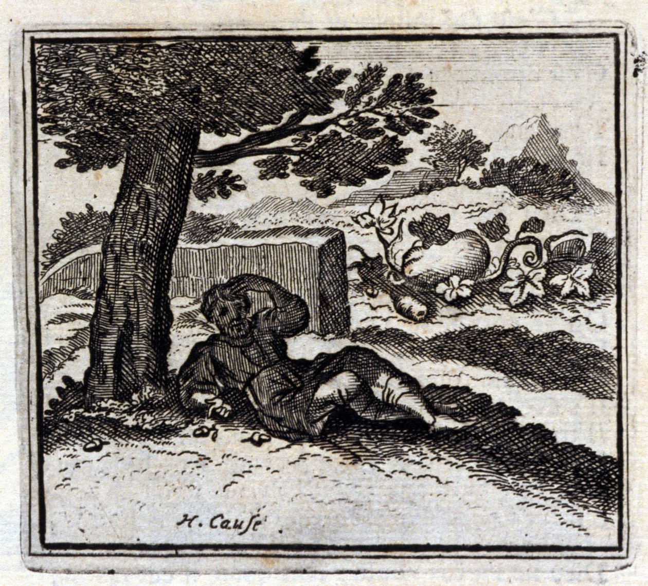 Agernet og græskarret. Fabler af Jean de La Fontaine (1621-95). Illustration af François Chauveau (1613-1676). Udgave af 1728. af Francois Chauveau