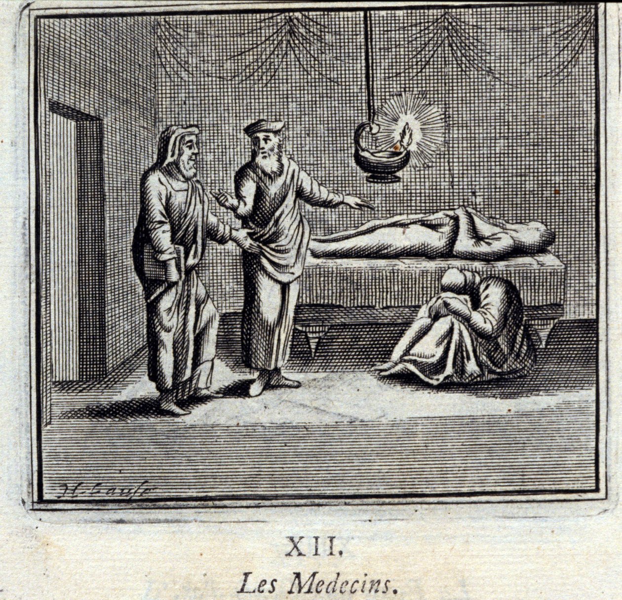 Lægerne. Fabler af Jean de La Fontaine (1621-95). Illustration af François Chauveau (1613-1676). Udgave af 1728. af Francois Chauveau