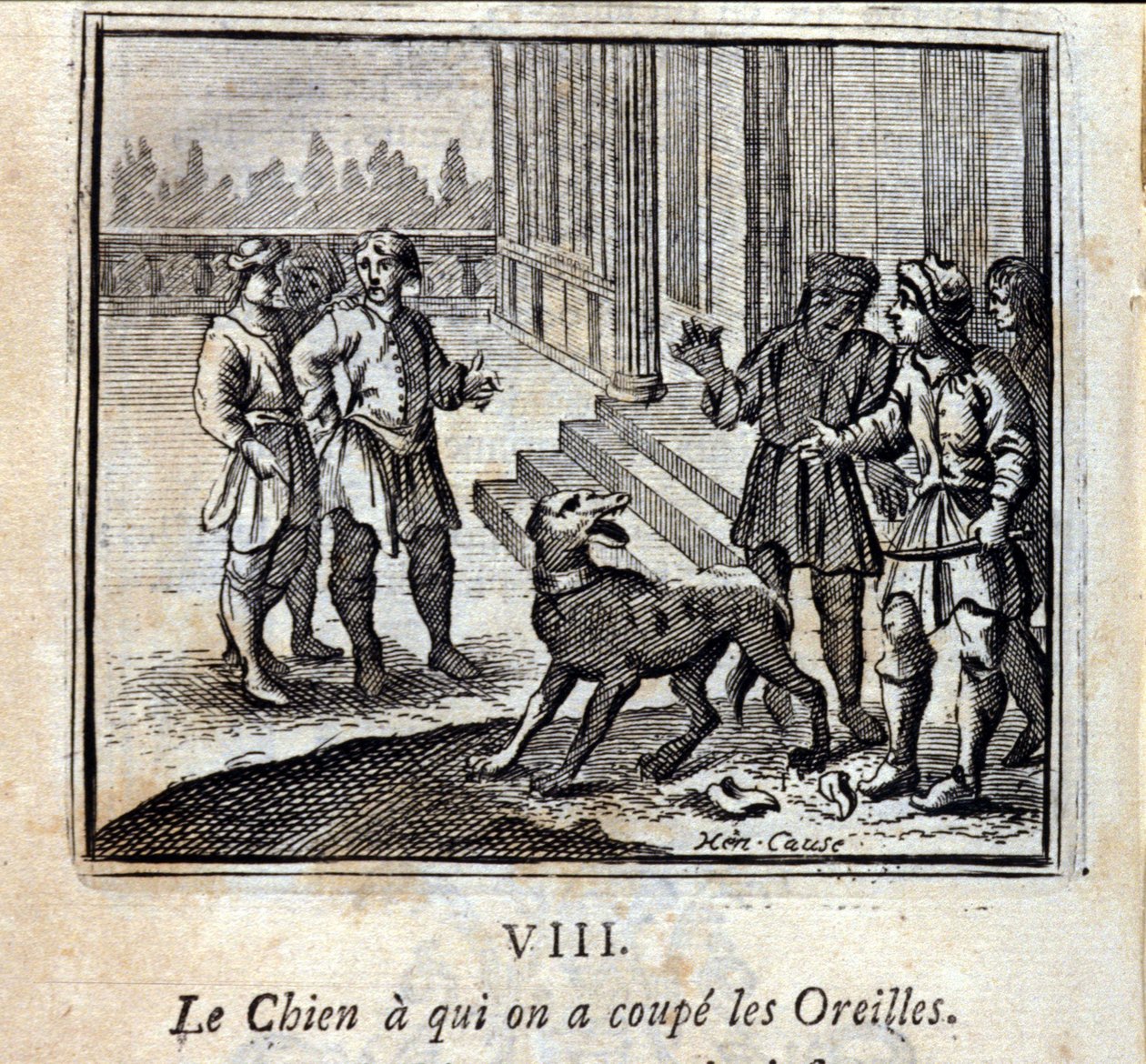 Hunden vi skar hans ører af. Fabler af Jean de La Fontaine (1621-95). Illustration af François Chauveau (1613-1676). Udgave af 1728. af Francois Chauveau
