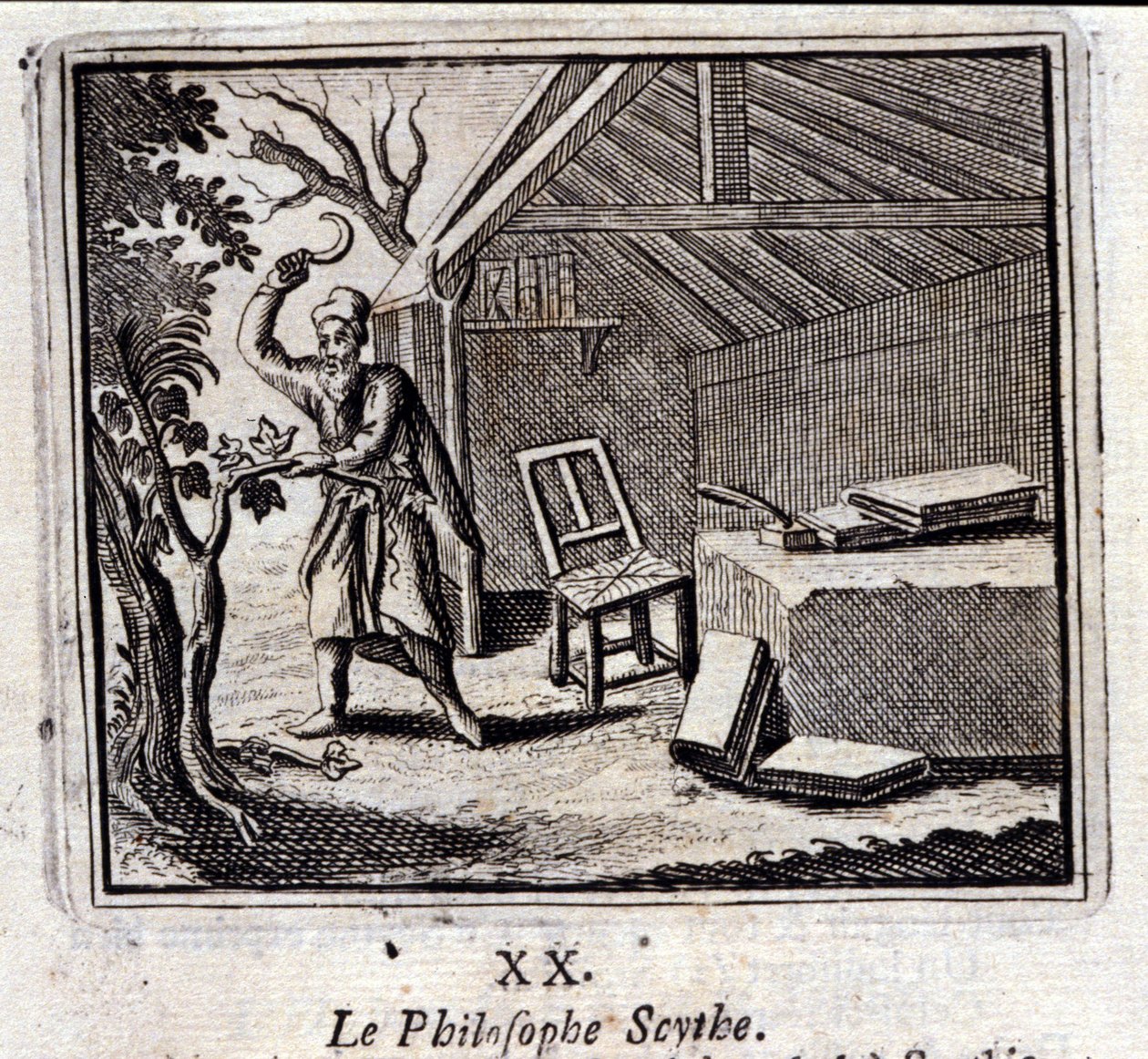 Den filosoferende le. Fabler af Jean de La Fontaine (1621-95). Illustration af François Chauveau (1613-1676). Udgave af 1728. af Francois Chauveau