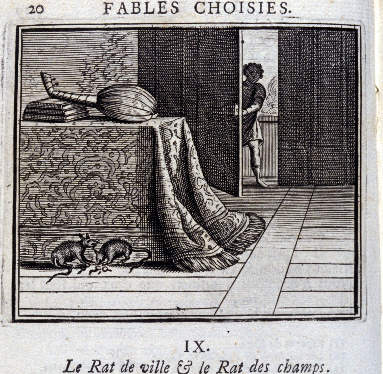 Byrotten og markrotten. Fabler af Jean de La Fontaine (1621-95). Illustration af François Chauveau (1613-1676). Udgave af 1728. af Francois Chauveau